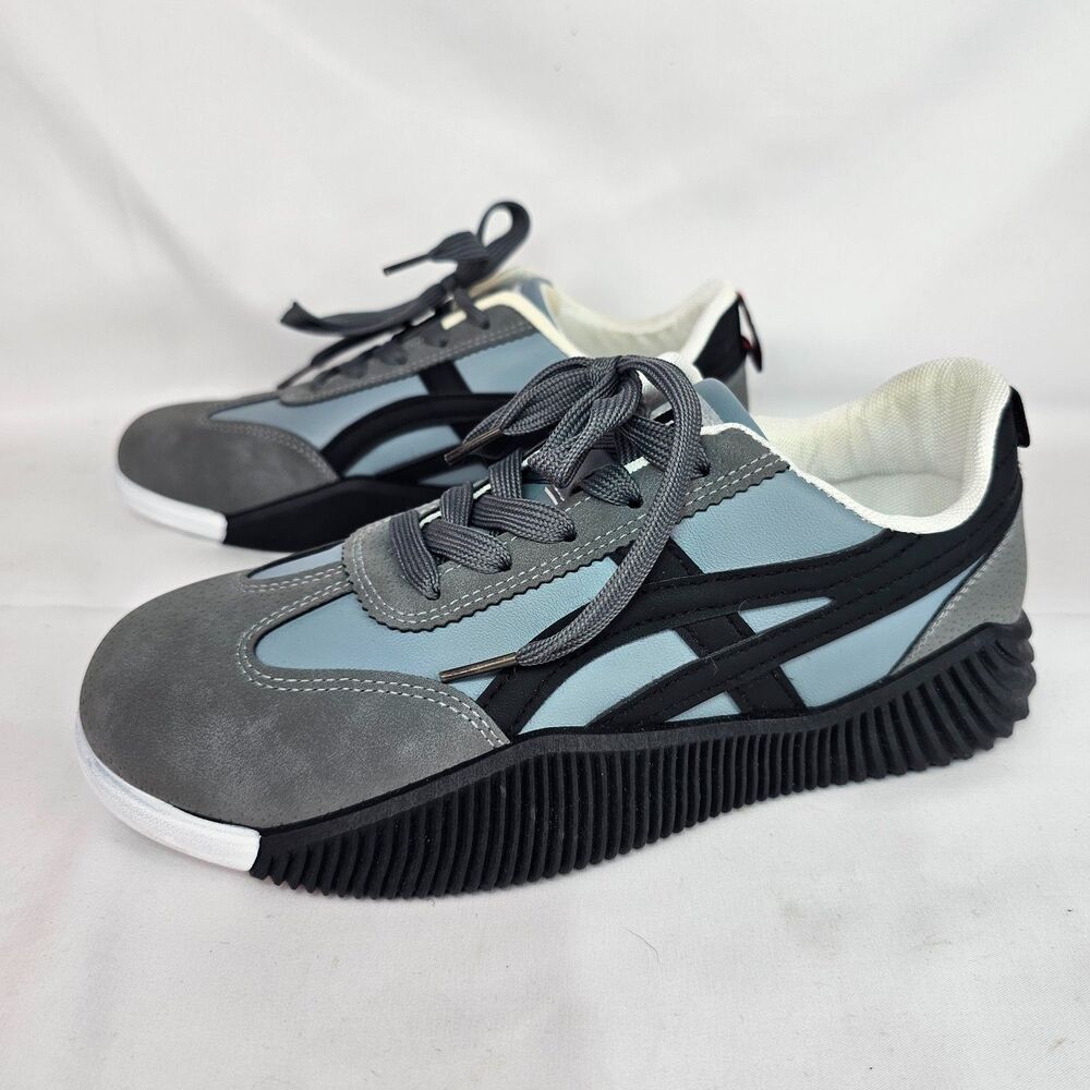 De Florance Sneakers Women’s 8.5 Gray Blue Black Retro Y2K Low Top Shoes